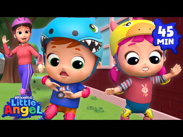 Roller Blading Lessons with Mom 🛼 | Little Angel and Cocomelon Nursery Rhymes