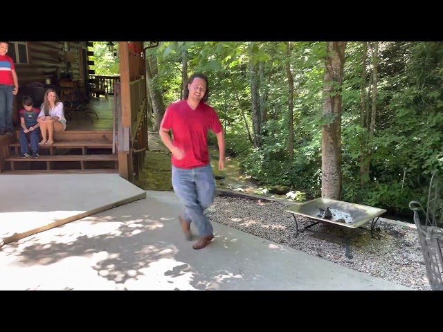 Zeb Ross dancing to some Bluegrass at Carolina Creekside Cabin Waynesville NC - Song - Sugar Hill