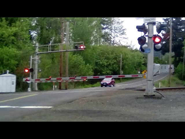 Amtrak talgo train going northbound on main track 2 on May 3 2019