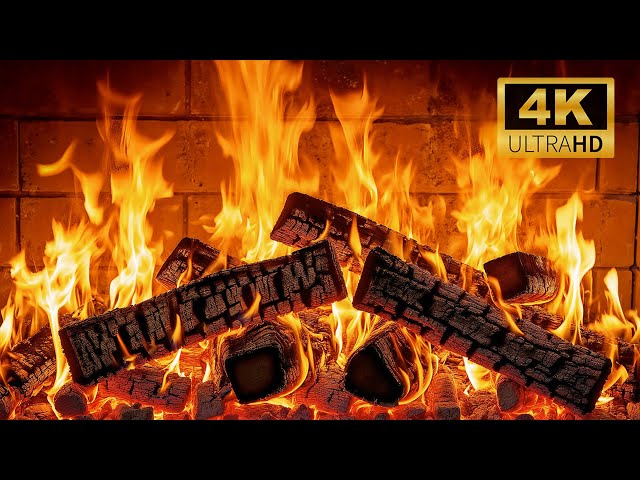 🔥 4K Fireplace Sounds (24/7): Burning Logs & Crackling Fire Ambience