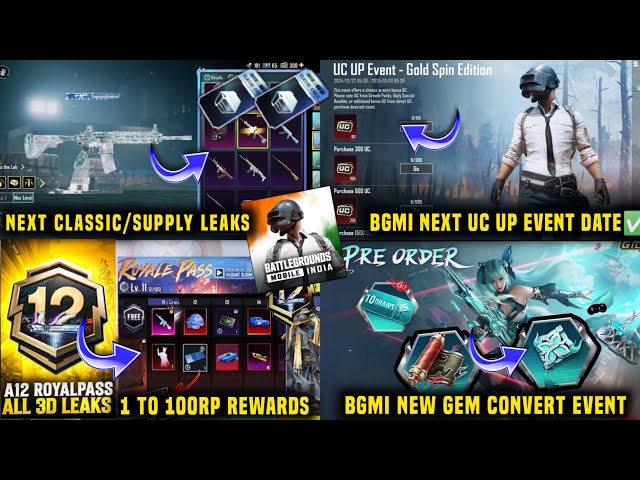 BGMI NEXT UC UP EVENT DATE / BGMI NEXT CLASSIC CRATE LEAKS/ BGMI NEXT PRE ORDER EVENT A12 RP REWARDS