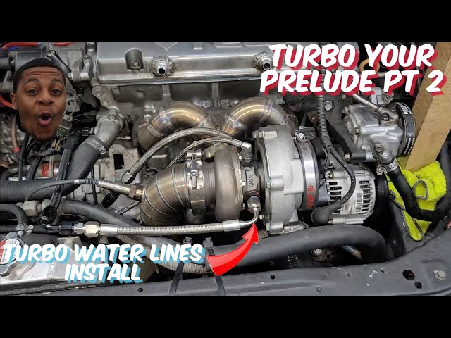 Garrett gt3076r turbo water line install | How to turbo your Honda prelude pt2