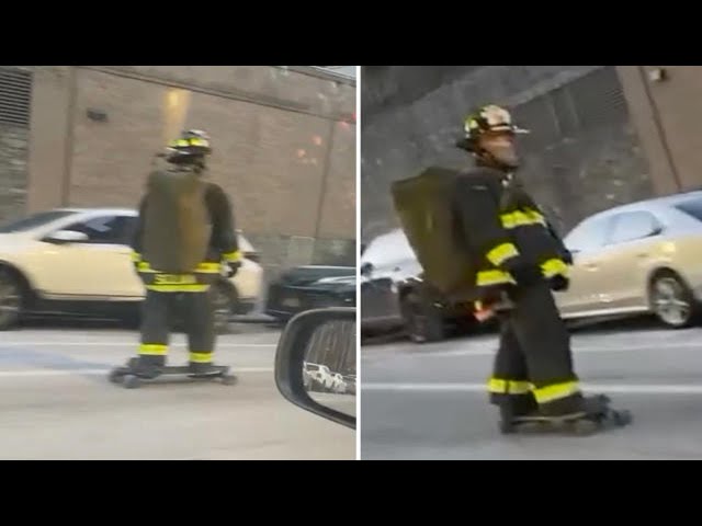 FDNY firefighter skateboards to work: Is NYC congestion pricing the reason for his carless commute?