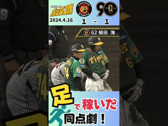 【これがプロの足】阪神タイガース・植田海選手のスペシャル走塁２連発！（2024年4月16日阪神ー巨人） #サンテレビボックス席