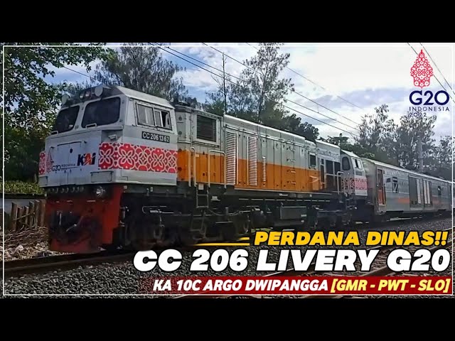 PERDANA!! KA 10C ARGO DWIPANGGA DITARIK LOKOMOTIF CC 206 LIVERY BATIK G20