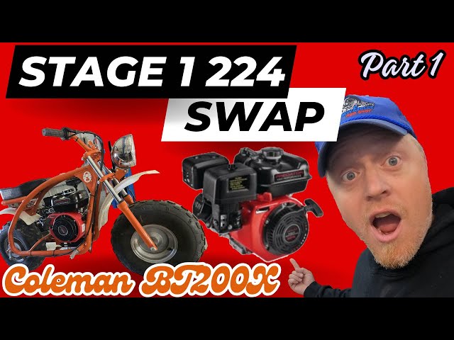 Coleman BT200X Stage 1 Predator 224 STROKER MINI Bike build (Part 1) #modified #upgrade #minibike