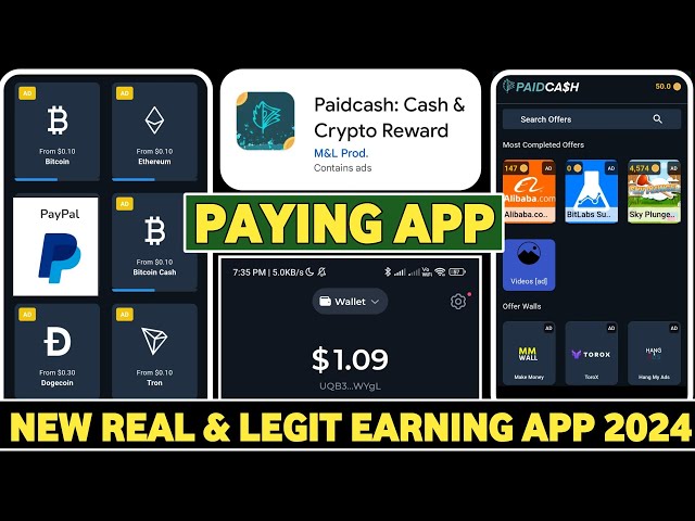 PaidCash App Review॥New Crypto Earning App॥New Paypal Earning Apps॥PaidCash: Cash & Crypto Rewards