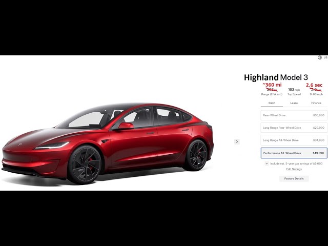 10 Second Model 3 with up to 360 miles of range!