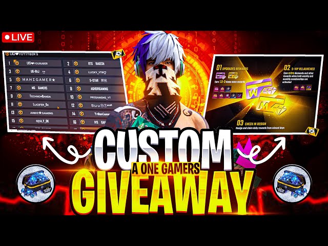 FREE FIRE LIVE CUSTOM ROOM GIVEAWAY | FF LIVE TEAM CODE GIVEAWAY | FF LIVE GIVEAWAY DJ ALOK |FF LIVE