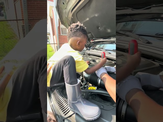 Just helping #daddy fix the #dodge car… #kidmechanic #kids #automobile #cars #fixing #fatherandson