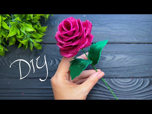 How to make Glitter Rose Tutorial Foam Sheet Craft Ideas Decor