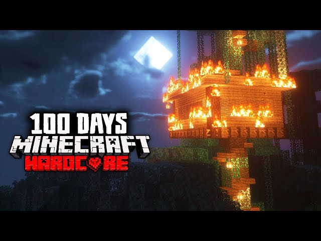 I Survived 100 Days in the SCARIEST Treehouse in Hardcore Minecraft