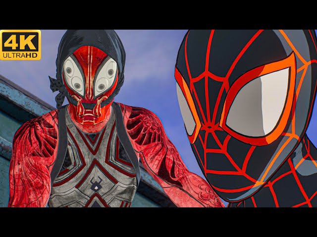 Spiderverse Spiders Fight Kraven Hunters 4K HDR Spiderman 2 Ps5 Slim