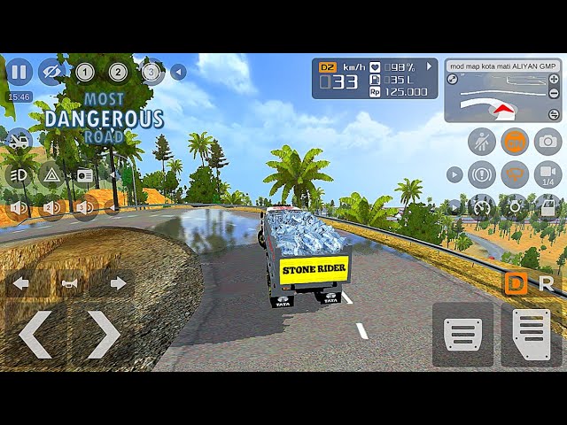 10 Wheeler Mini Tipper Truck - Heavy Rain Driving Dangerous Road -- Bus Simulator Indonesiya