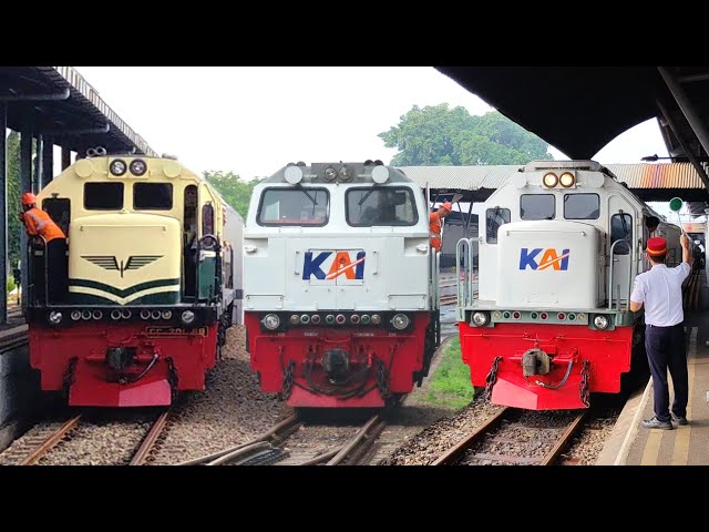 TOP RAMAINYA KERETA API DI STASIUN TERSIBUK SURABAYA !! Spesial Kereta Elit Lokomotif Livery Vintage