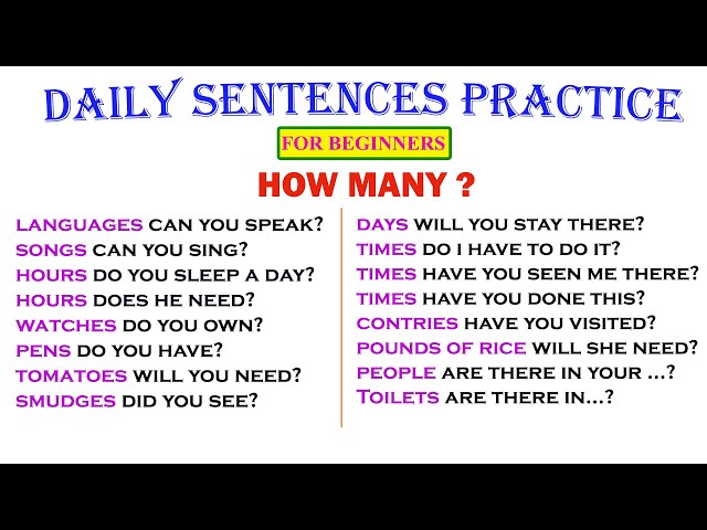 HOW MANY ? | Daily Sentences Practice