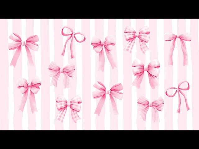 Aesthetic background | Coquette screensaver | Pink ribbons | Stripe wallpaper | Pink bows TV art