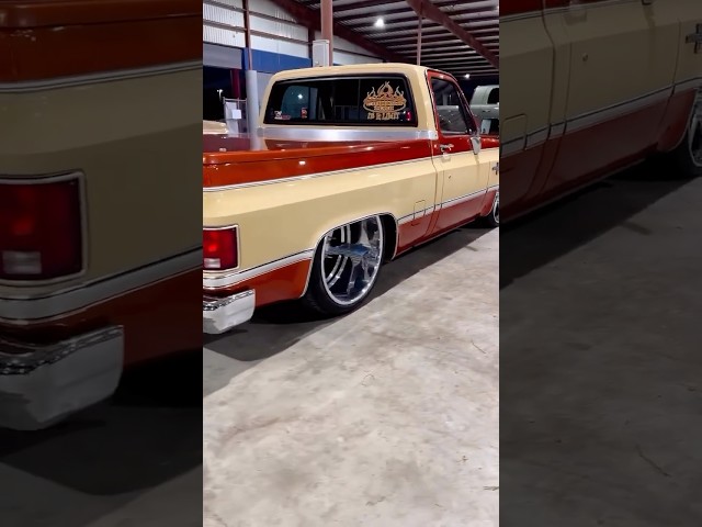 Two Tone Chevy C10 Bagged Tuckin Billets 🔥 #baggedtrucks #chevyc10 #c10 #billet #droppedtrucks