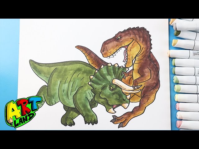 How to Draw a Trex vs Triceratops 🦖