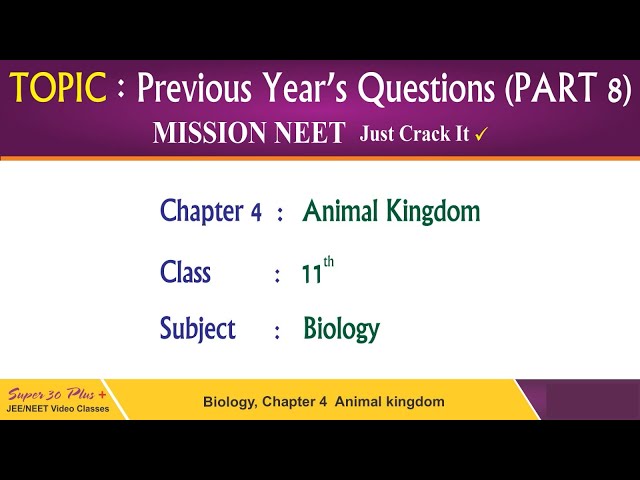 Biology Class-11 | Chapter-4 Animal Kingdom Part-8 | JEE/NEET