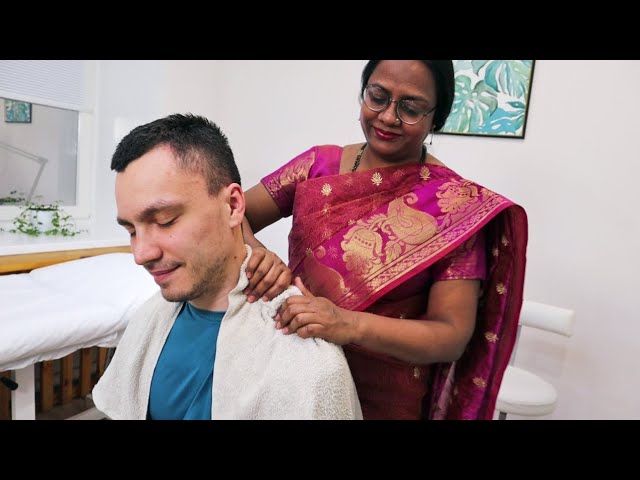 ASMR Strong ayurvedic neck and head massage by Bharti