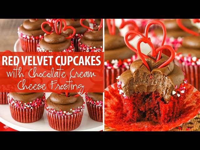 Red Velvet Cupcakes with Chocolate Cream Cheese Frosting