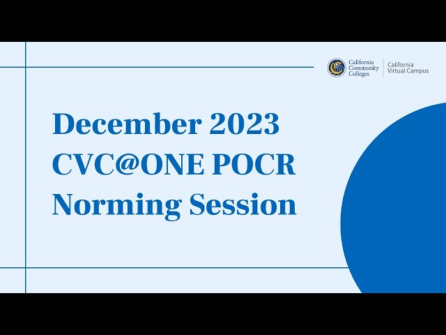 December 2023 POCR Norming Session