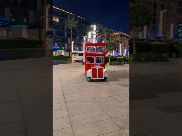 Mini 🤩 London bus 🥰 in Dubai #dubai #london #bus #kids #fun #explore #travel #enjoy #night #city