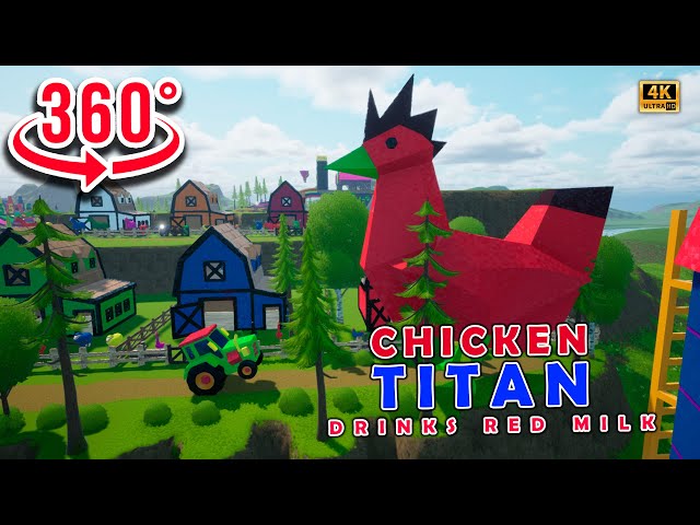 360 VR🐔 Chicken Drinks Red Milk to become Titan! | Children Song  #kidssong #farmlife #360video 🐣🐤🐥