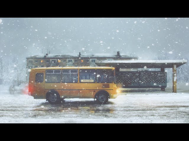 🥶🅻🅸🆅🅴🥶Siberian City Life Webcam🧤Winter in Siberia🐻‍❄Winter/Simple Life / Bus Station