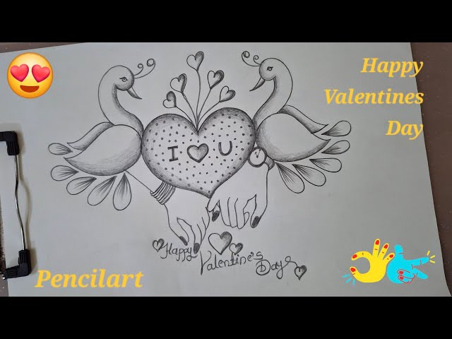 Valentines Day Special Drawing | How To Draw Love Heart With Couple Hand | Pencil Sketch | Art |