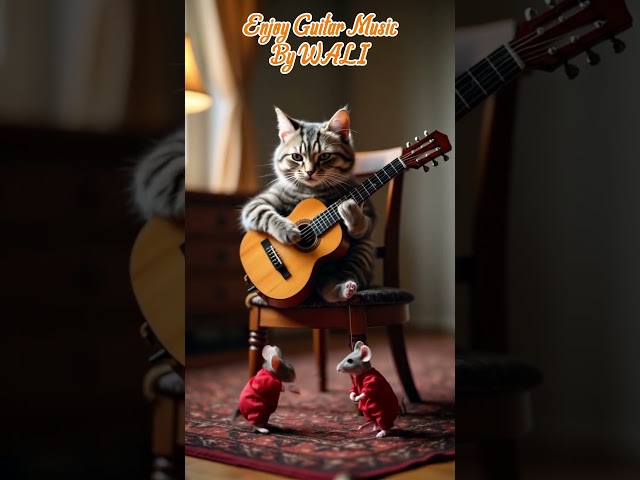 Hilarious Duet: Cat Strumming the Guitar, Mouse Grooving! 🐱🐶 #kucinglucu #funnyanimals #funny