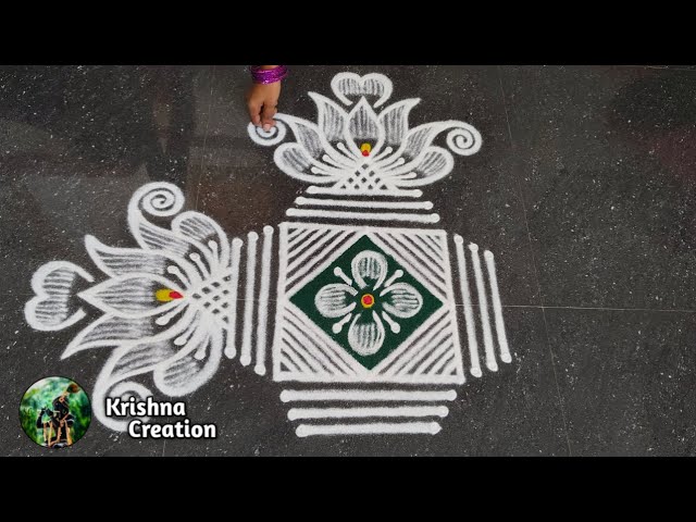 Thaipusam special simple kolam | 3x3 dot thai madham padi kolam design | beautiful rangoli | muggulu