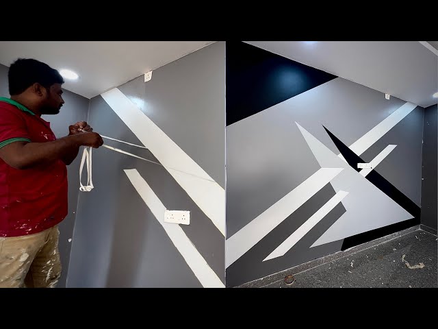 wall painting design ideas simple and easy | masking tape wall designs making