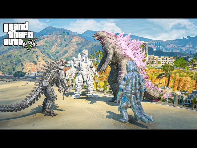 Godzilla 2024 vs Mechagodzilla Team | Ultimate GTA 5 Mods Battle