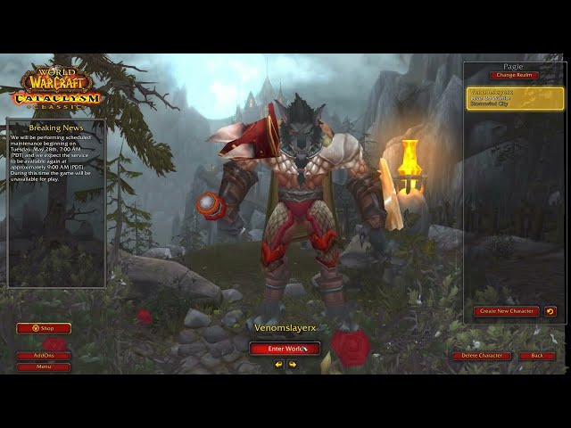 World of Warcraft Cataclysm Classic - Warrior Worgen Protection Tank Part 4 [4K 120FPS]