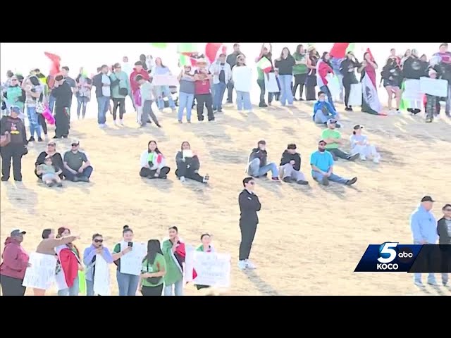 Hundreds protest Trump’s immigration orders at Scissortail Park