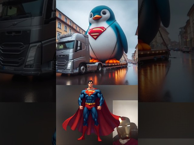 Superheroes Turn Into Giant Penguins?! 😱 Marvel & DC AllCharacters#marvel  #avengers #shorts