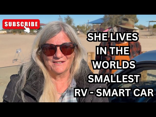 World's Smallest RV - Woman Living In A Smart Car Full Time - RTR 2025 Quartzsite, Arizona Van Life