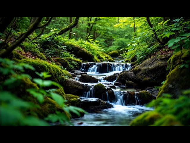 Mountain stream flowing, Forest river stream, Flowing water, white noise for sleeping