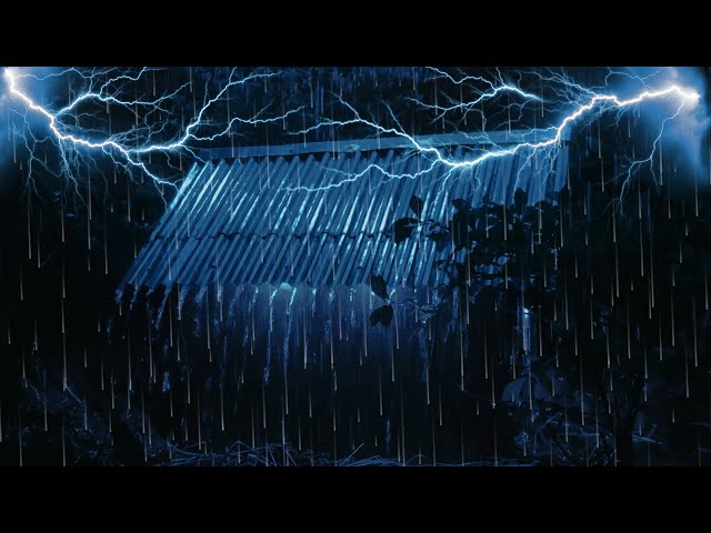 Deep Sleep Instantly with Heavy Rain Sounds on Farmhouse Roof & Thunderstorm