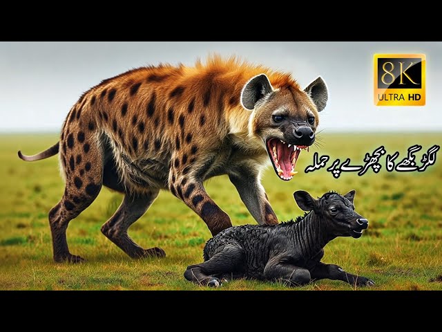 Hyena attack on a baby calf saved by mother II لگڑ بگھے   کا بچھڑے پر حملہ ماں نے بچا لیا