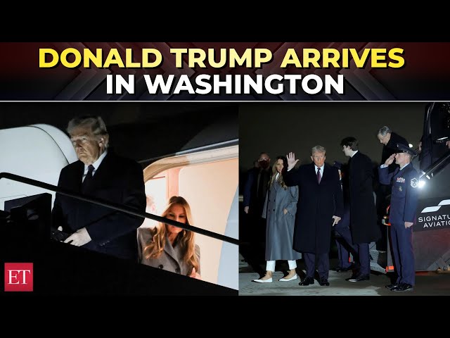 President-elect Trump arrives in Washington with Melania, Ivanka and Barron for inauguration