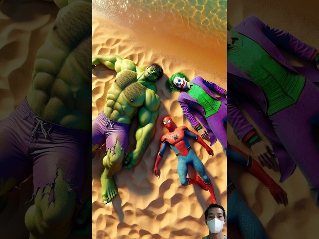 Stranded on the island🔥| who is best? Hulk vs Spiderman vs Joker #shorts #spiderman #marvel