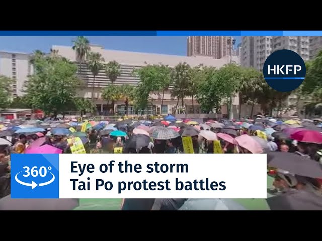 360° 4K movie: Eye of the storm - Hong Kong police deploy tear gas at protest in Tai Po.