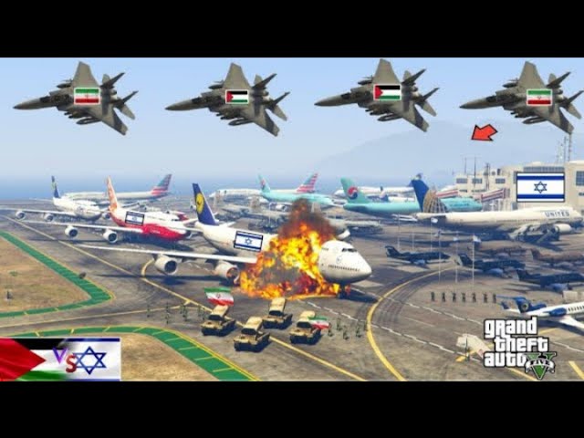 Irani Fighter Jets & War Helicopters Attack on Israeli Military Weapons Supply Convoy - GTA 5