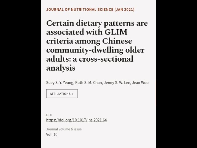 Certain dietary patterns are associated with GLIM criteria among Chinese community-dw... | RTCL.TV