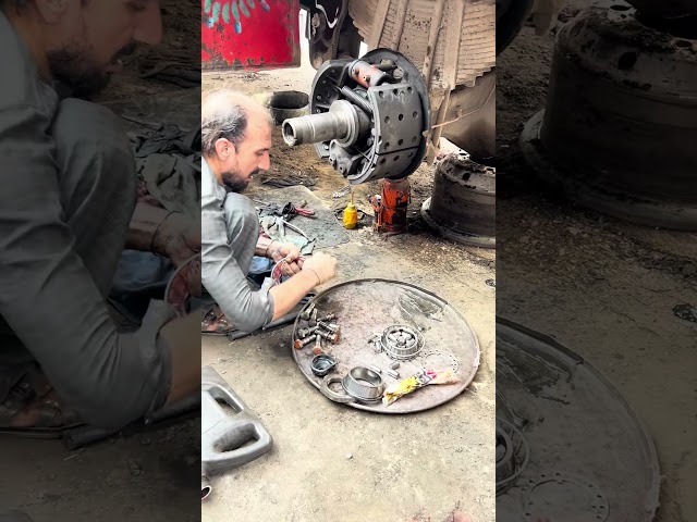 Amazing rusty truck wheel and baring restoration #viral #restoration