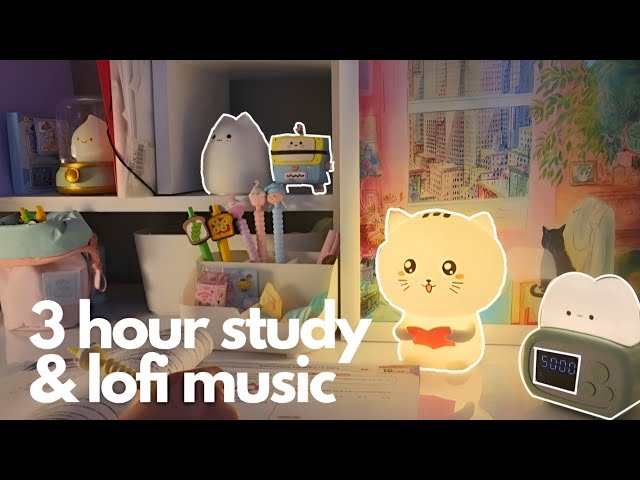 3 hour study with me  with lofi music| Pomodoro Timer & Aesthetic Study