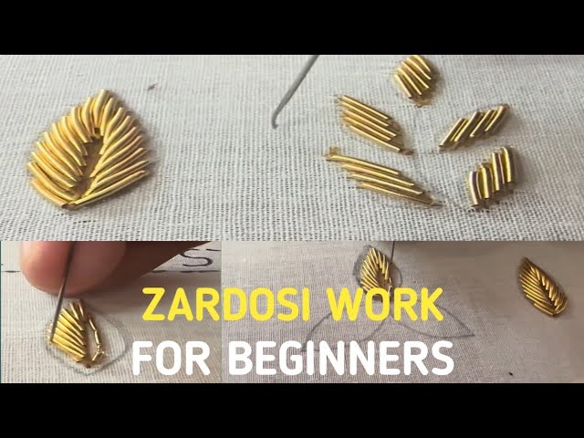 Zardosi leaf || Aari embroidery leaf stitching tutorial for beginners ❤️👌